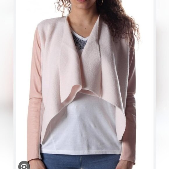 TED BAKER | Leather trim jacket blazer cardigan 100% wool black purple sz XS - Picture 8 of 9